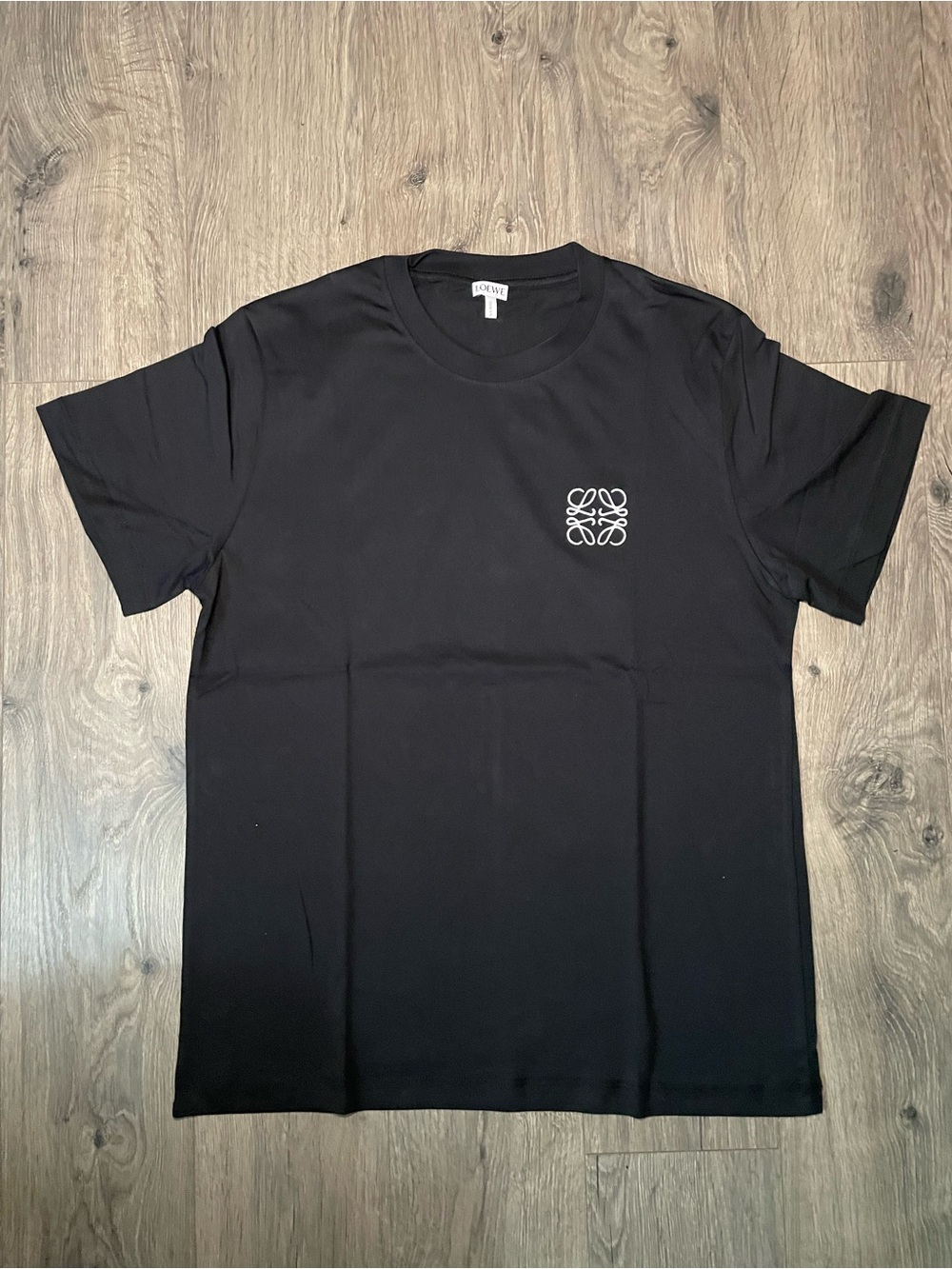 Loewe Black Short Sleeve Crew Neck Anagram Embroidered Shirt Size Large